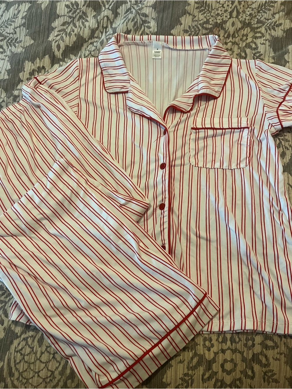 Source Unknown Red & White Striped Women's Pajama Set